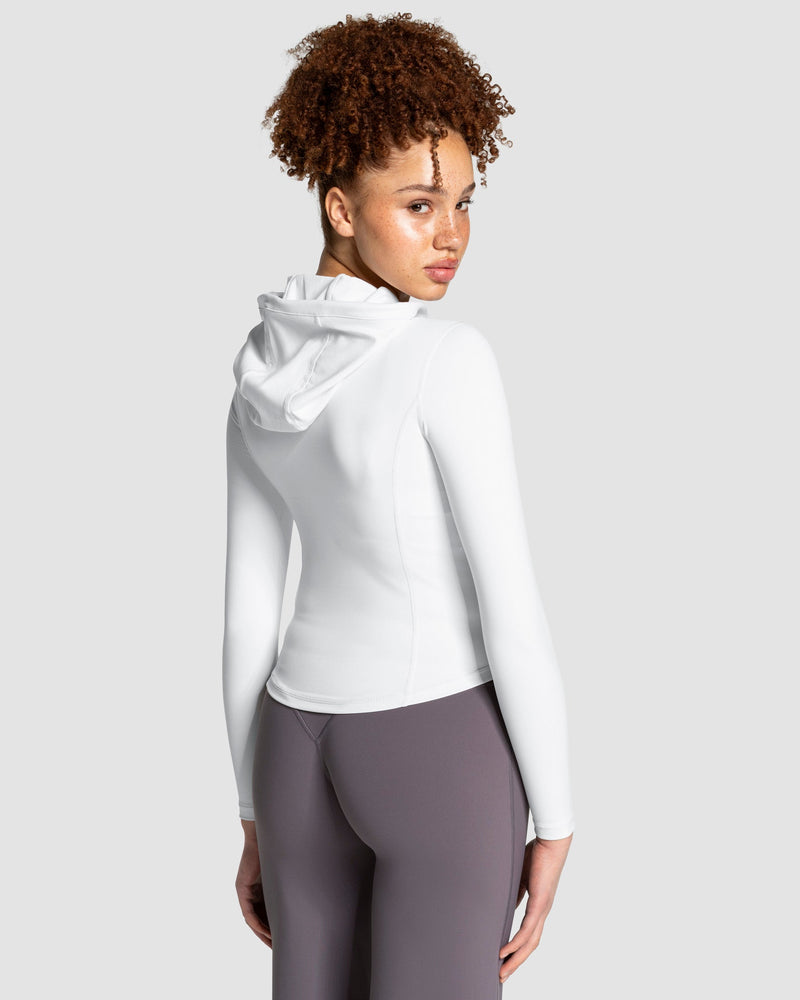Veste de sport zippée sculptante à capuche Allrounder « blanc/dorée »