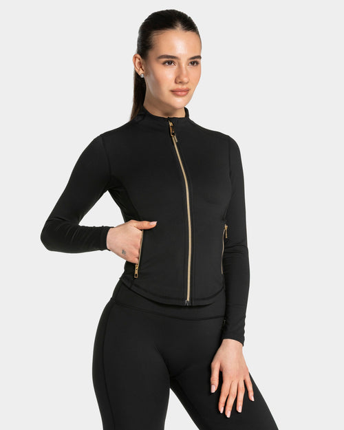 Veste de sport zippée sculptante Allrounder « noir - doré »