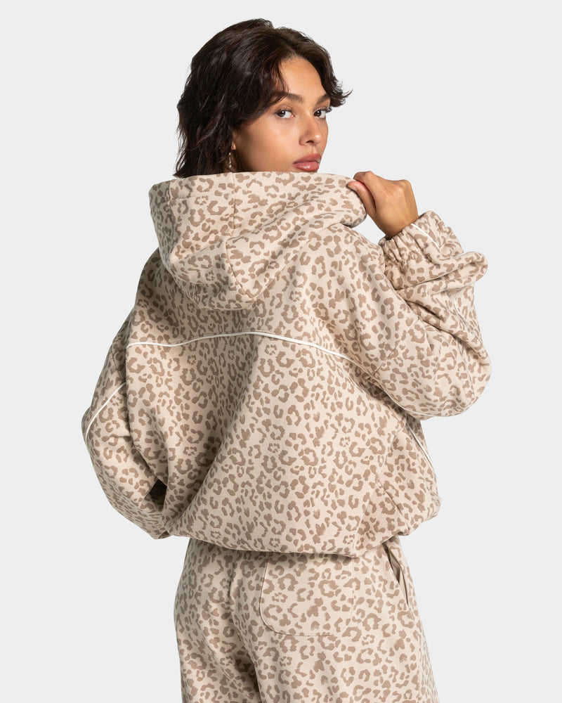 Sweat à capuche Contrastline « léopard Cream »