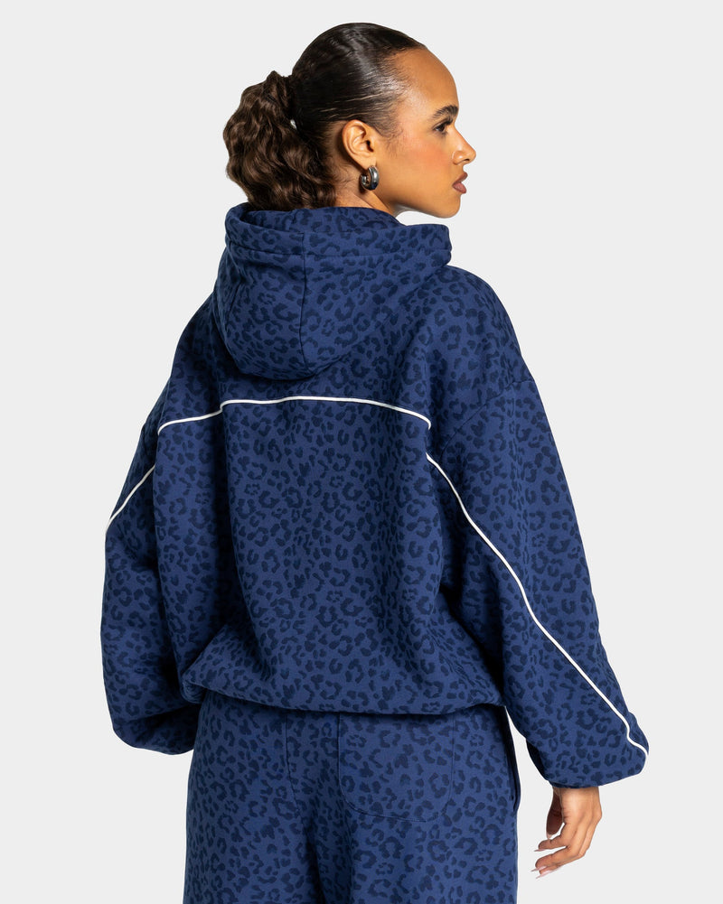 Sweat à capuche Contrastline « Léopard bleu foncé »