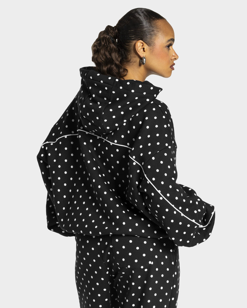 Sweat à capuche Contrastline « noir à pois »
