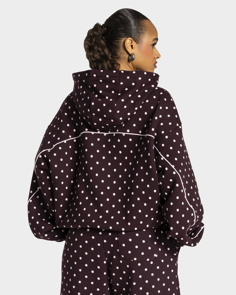 Sweat à capuche Contrastline « merlot à pois »