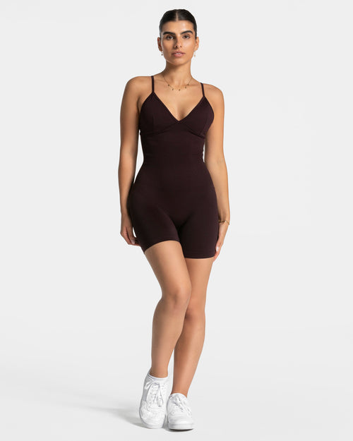 Combi-short dos en V Covert scrunch Essence « Merlot »