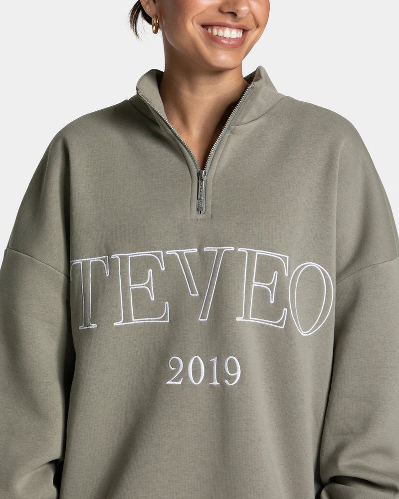 Sweat-shirt demi-zippé Femme « kaki »