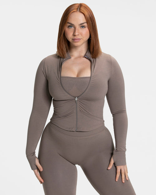 Veste zippée Femme Shaping « moka »