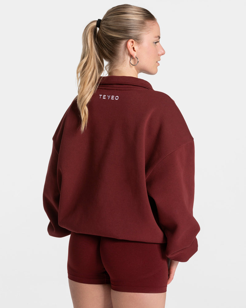 Sweat-shirt demi-zippé Femme « bordeaux »