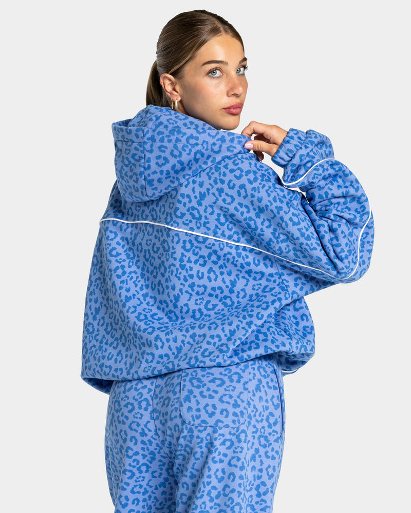 Sweat à capuche Contrastline « Léopard Azure »