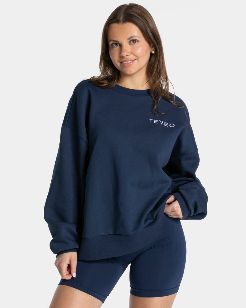 Sweat-shirt oversize Signature « bleu foncé »