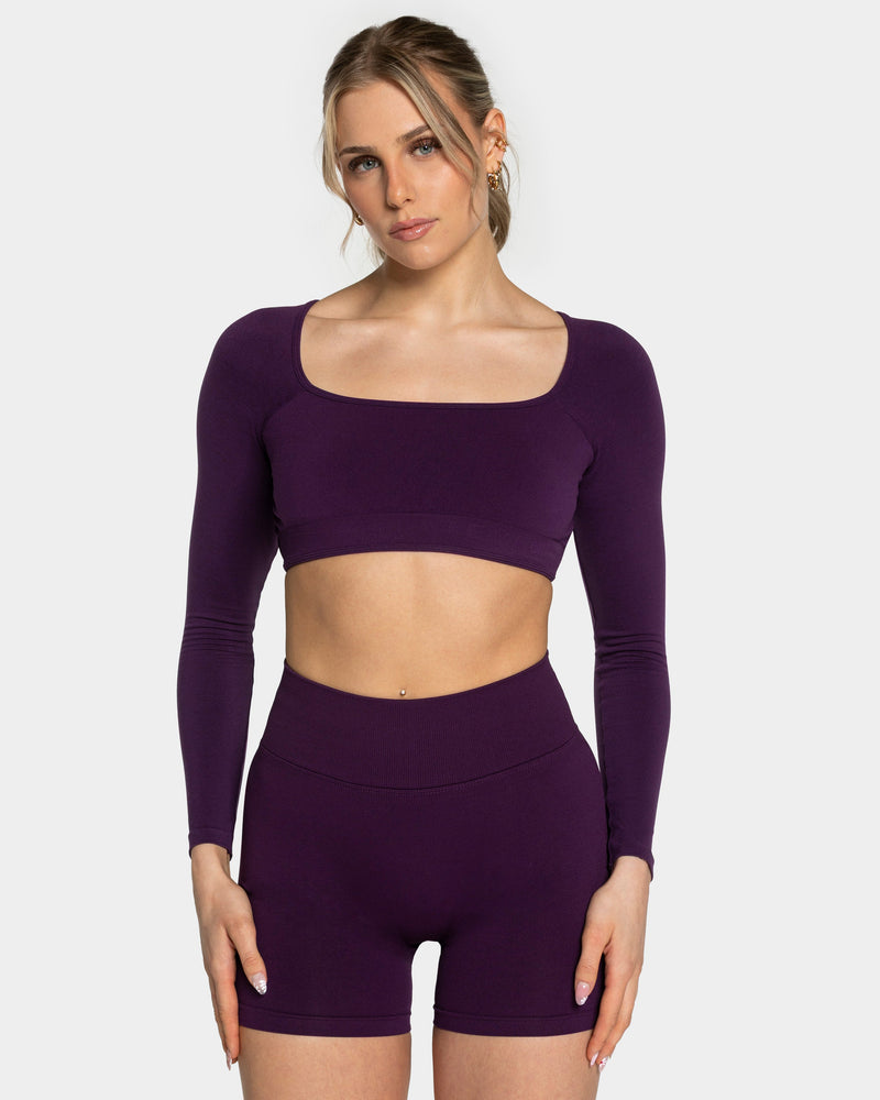 Haut à manches longues Backless Femme « aubergine »