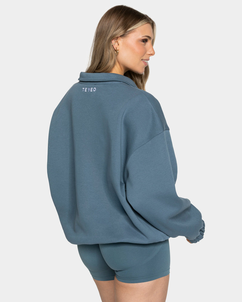 Sweat-shirt demi-zippé Femme « teal »