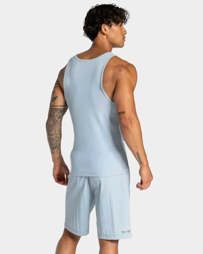 Débardeur côtelé Workout « bleu acier »