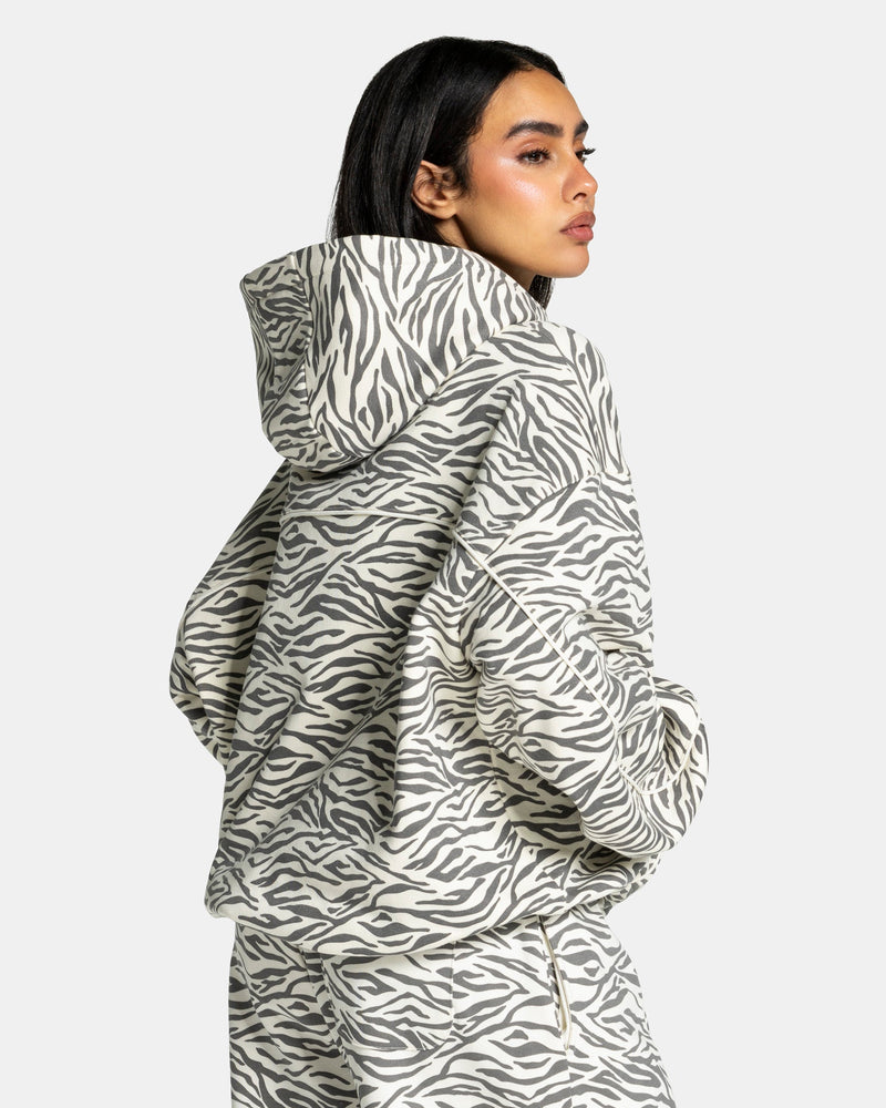 Sweat à capuche Contrastline « zèbre blanc cassé »