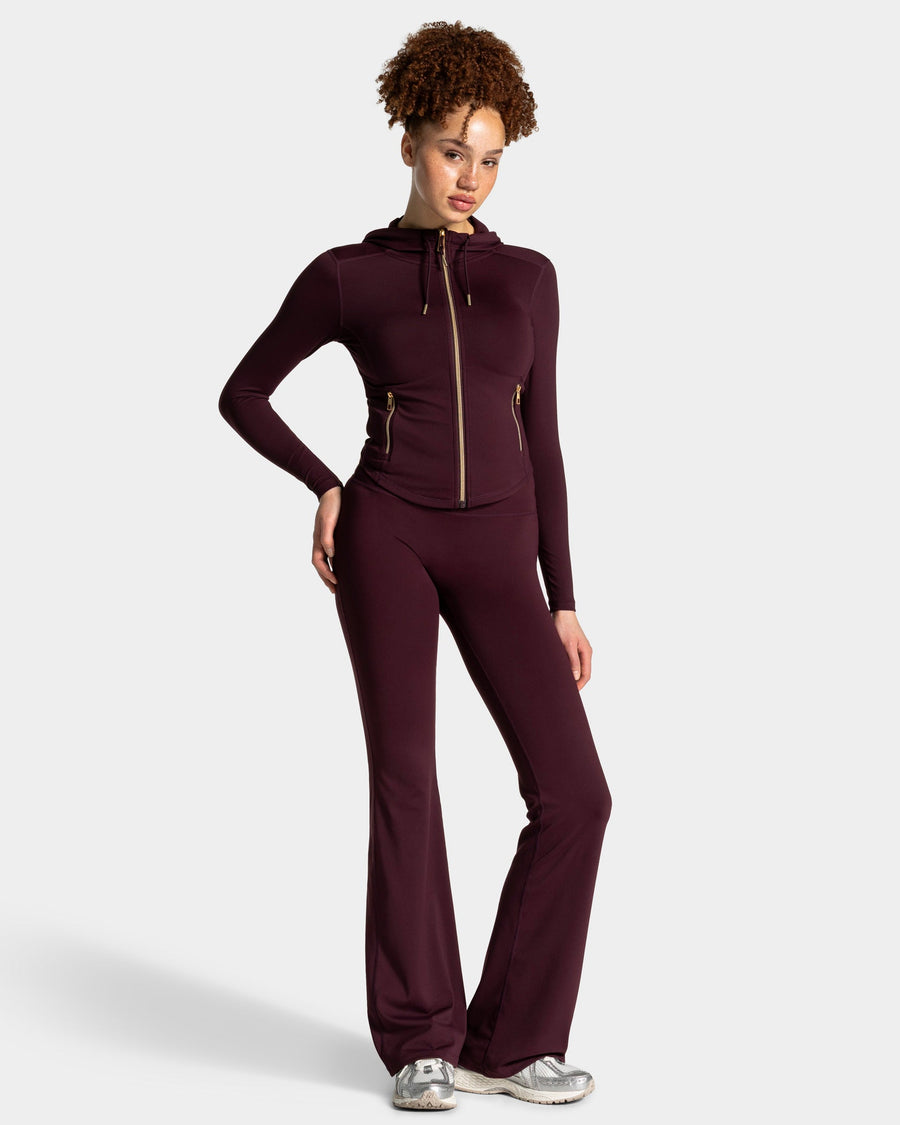 Veste de sport zippée sculptante à capuche Allrounder « merlot/dorée »