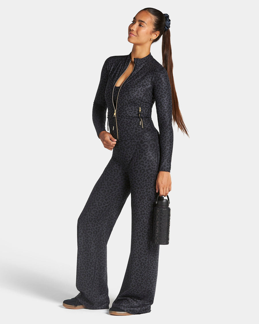 Veste de sport zippée sculptante Allrounder « Léopard noir »
