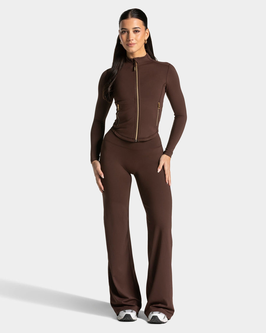 Veste de sport zippée sculptante Allrounder « Espresso - doré »