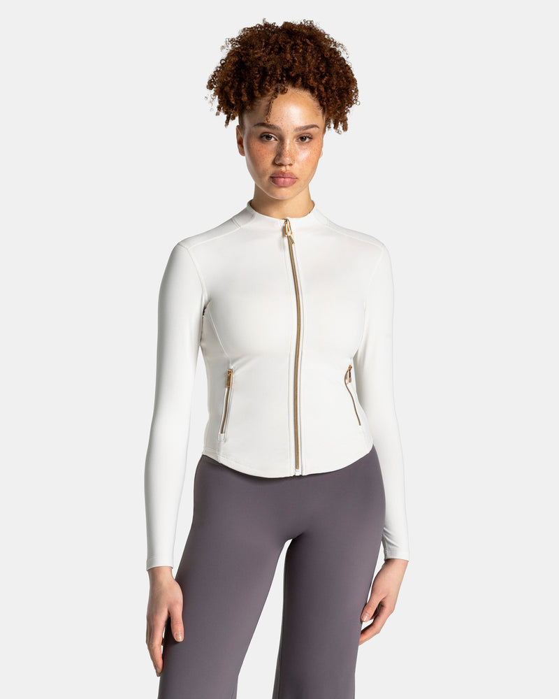Veste de sport zippée sculptante Allrounder « blanc cassé / dorée »
