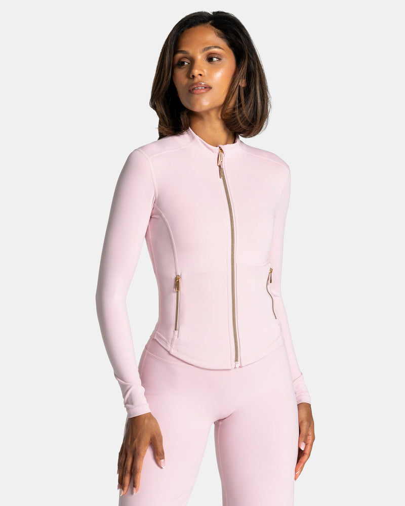 Veste de sport zippée sculptante Allrounder « rose/dorée »