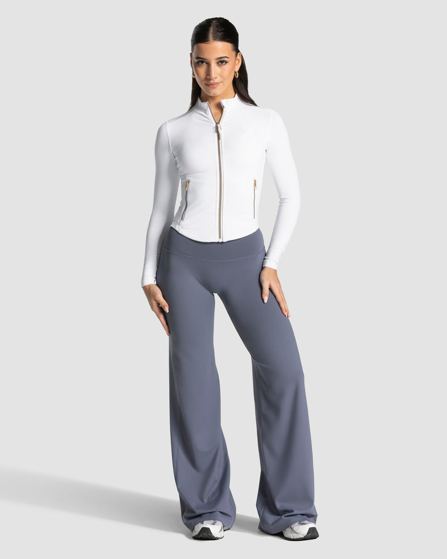 Veste de sport zippée sculptante Allrounder « blanc - doré »