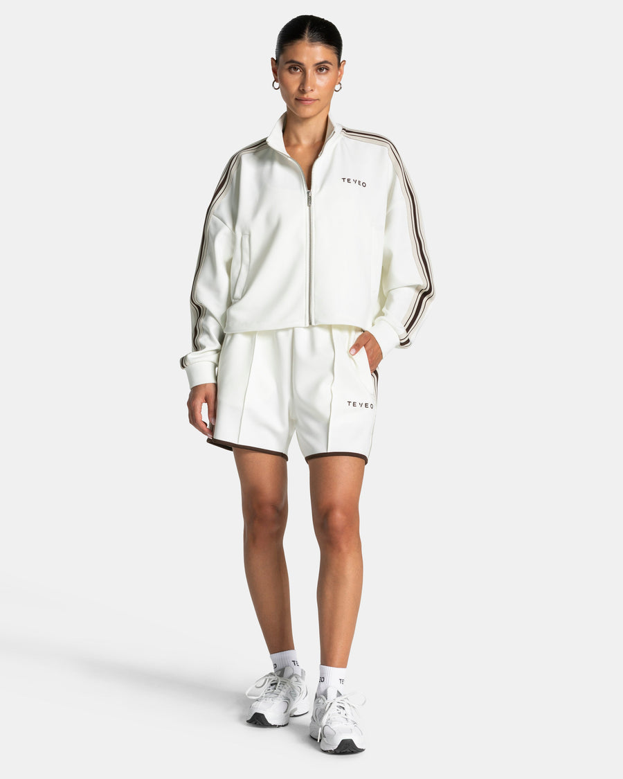 Veste de sport zippée Cropped Club « blanc cassé »