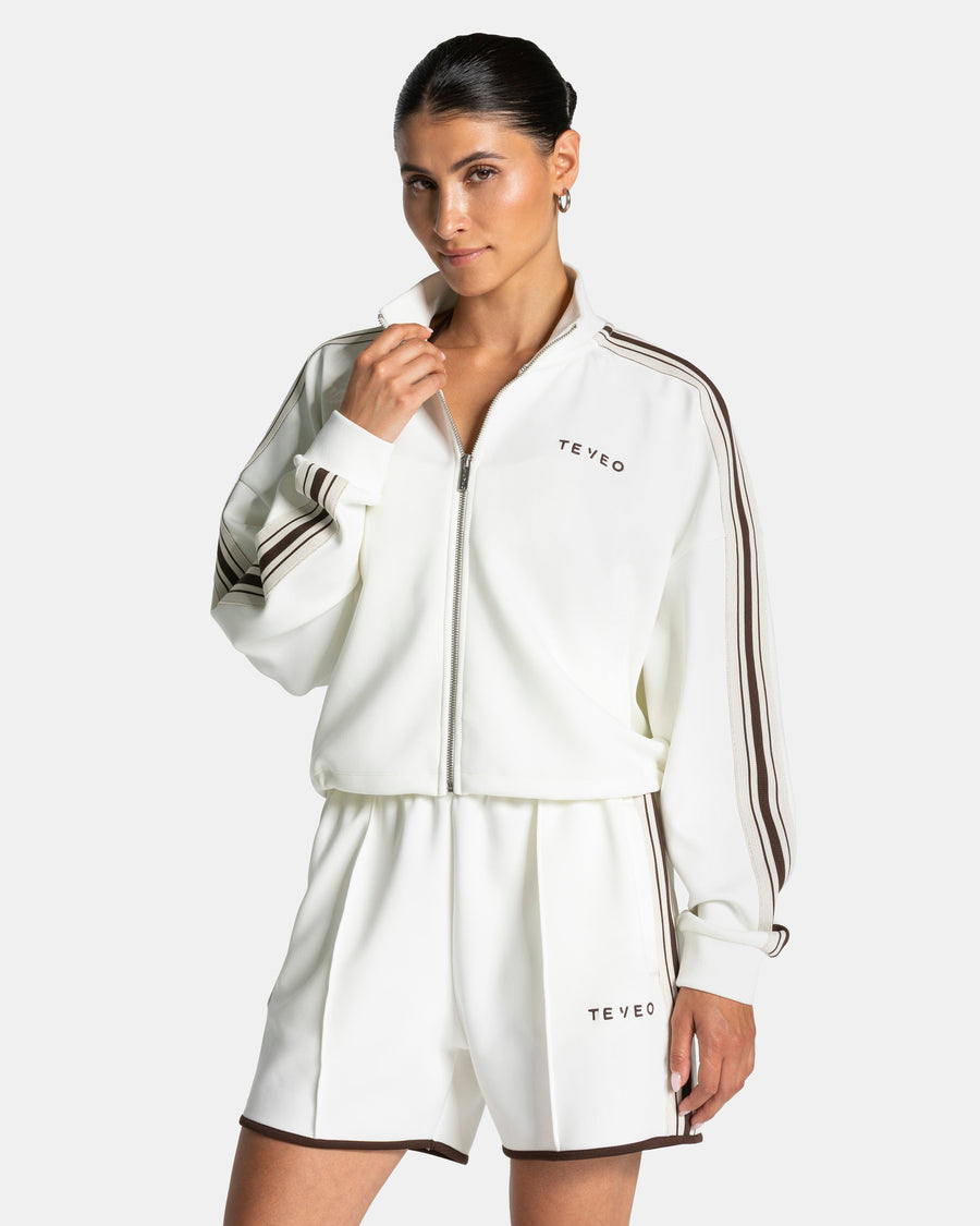 Veste de sport zippée Cropped Club « blanc cassé »