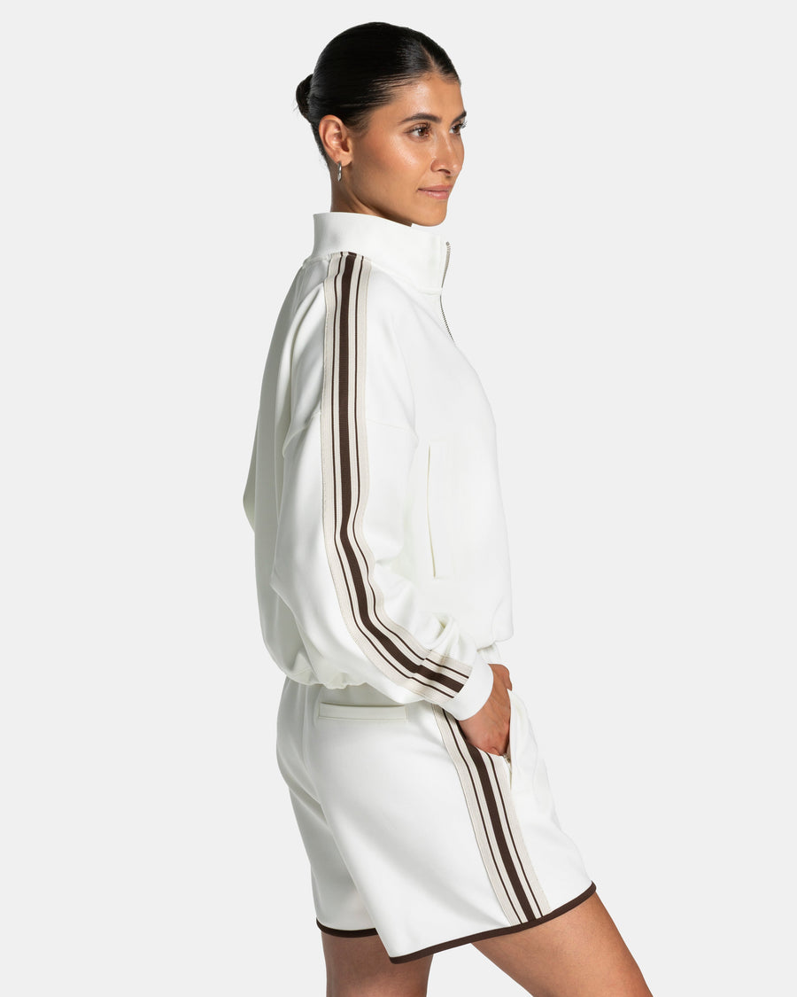 Veste de sport zippée Cropped Club « blanc cassé »