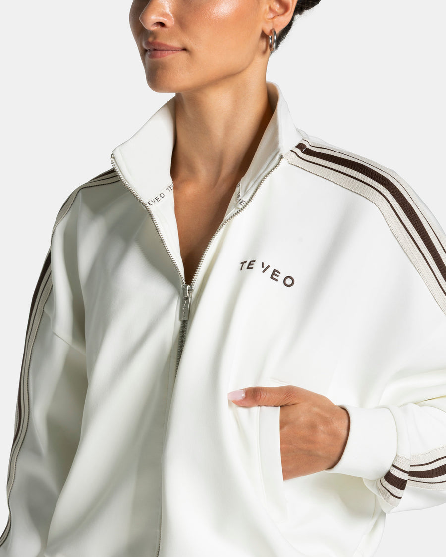 Veste de sport zippée Cropped Club « blanc cassé »