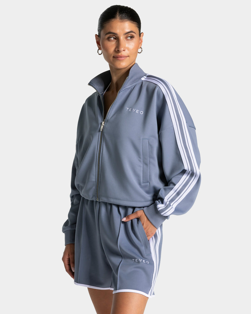 Veste de sport zippée Cropped Club « bleu acier »