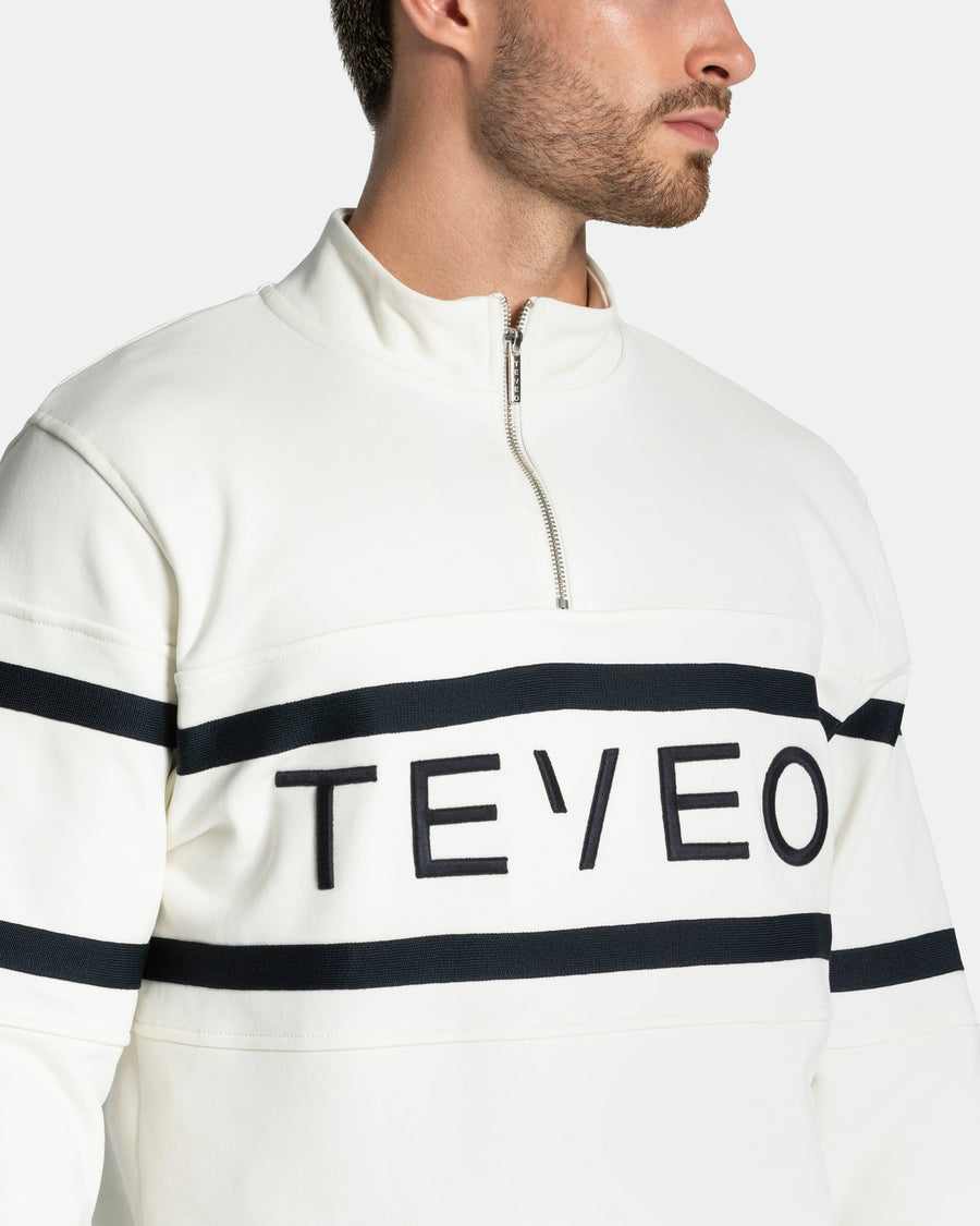 Sweat-shirt demi-zippé Club « blanc cassé-Midnight »