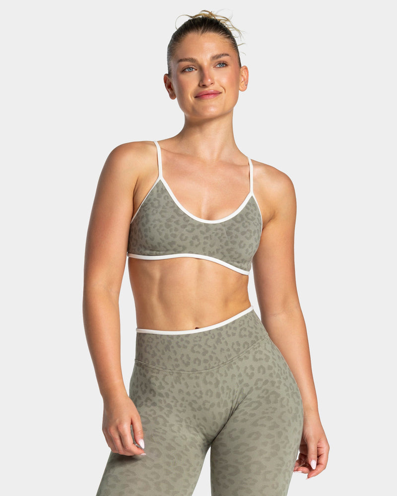 Brassière Contrastline « Léopard kaki »