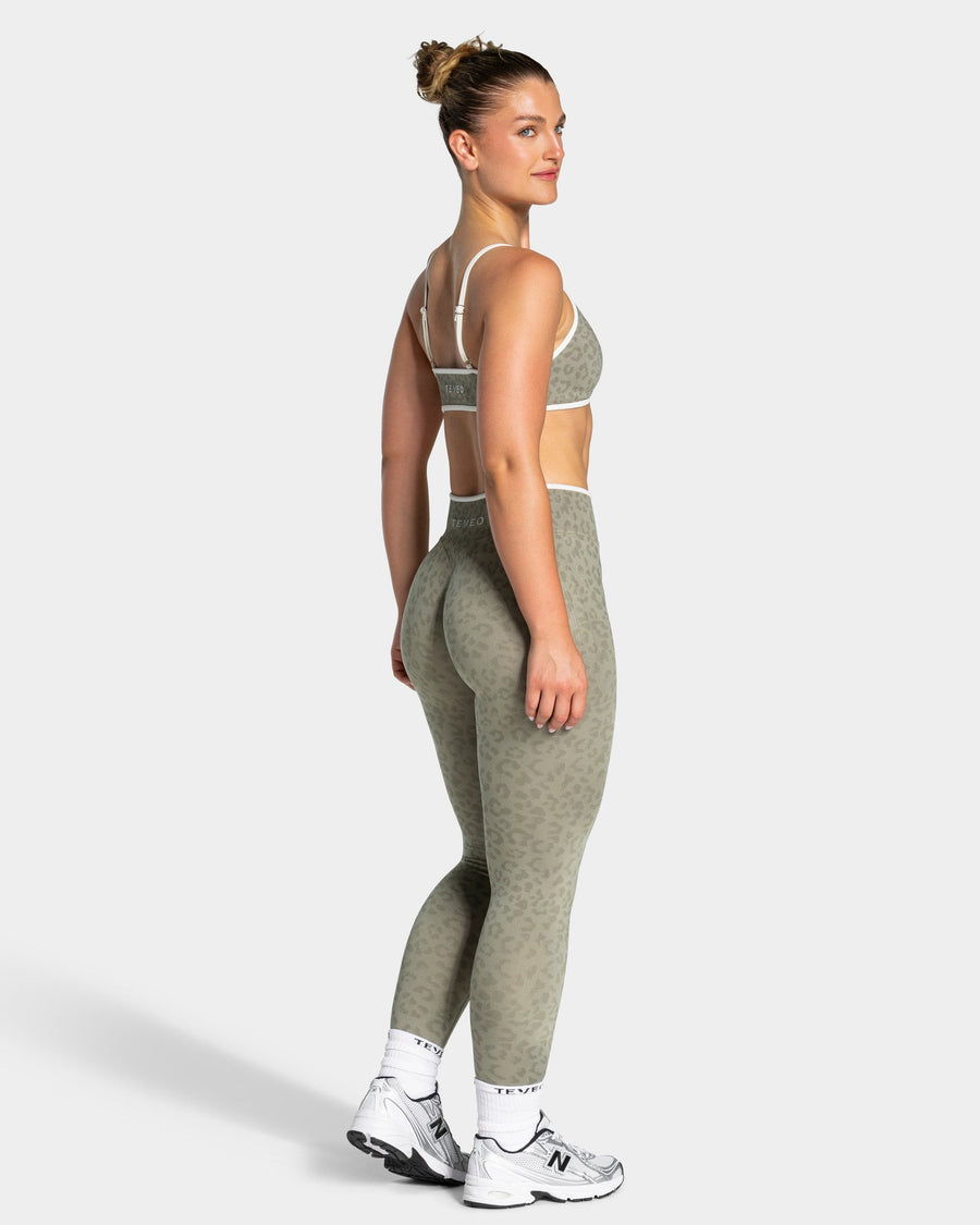Legging Contrastline « Léopard kaki »