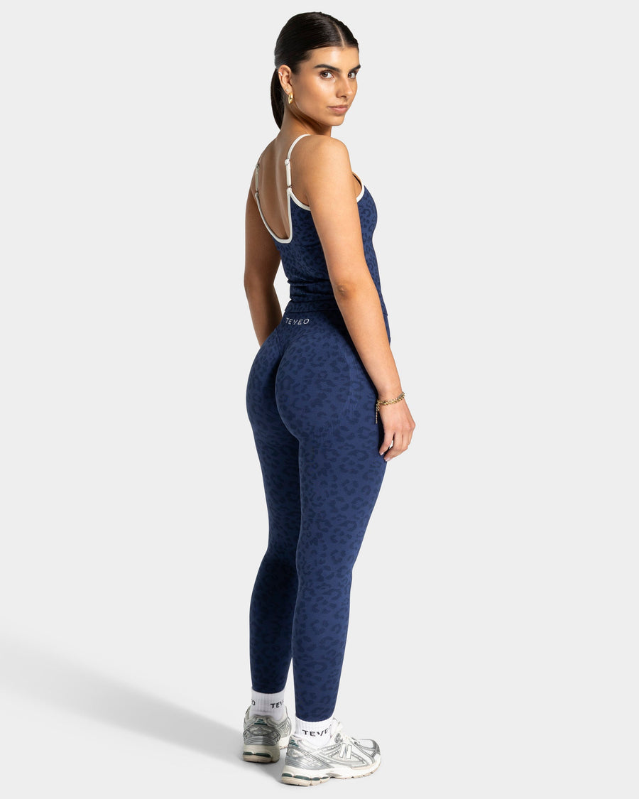 Legging Sculpt Scrunch Contrastline « Léopard bleu foncé »