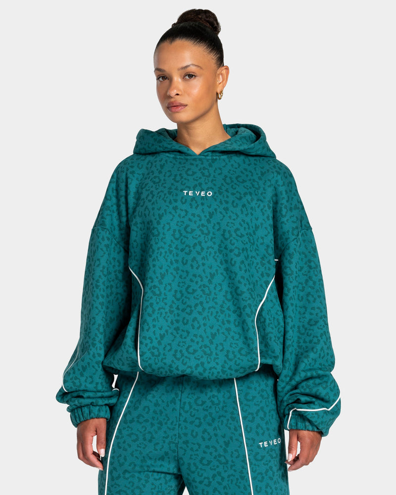 Sweat à capuche Contrastline « Léopard Petrol »