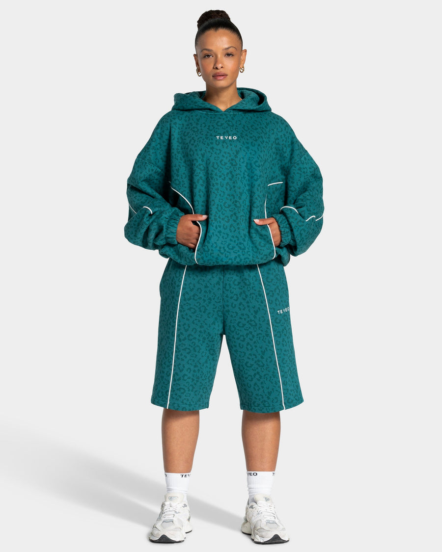 Sweat à capuche Contrastline « Léopard Petrol »