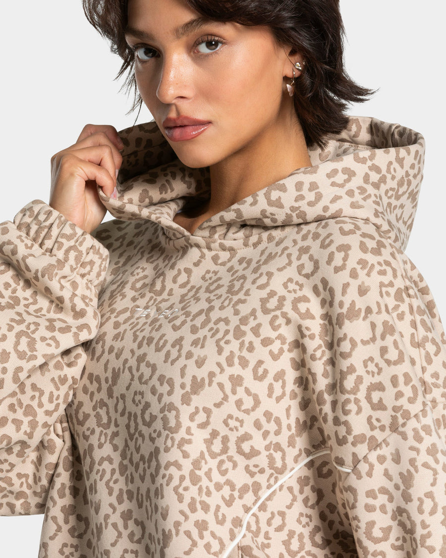 Sweat à capuche Contrastline « léopard Cream »