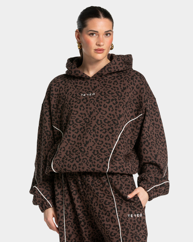 Sweat à capuche Contrastline « léopard Espresso »