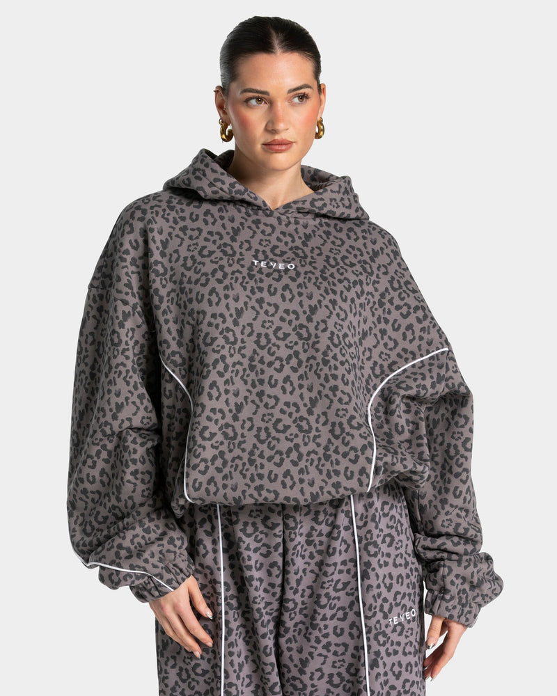 Sweat à capuche Contrastline « léopard graphite »