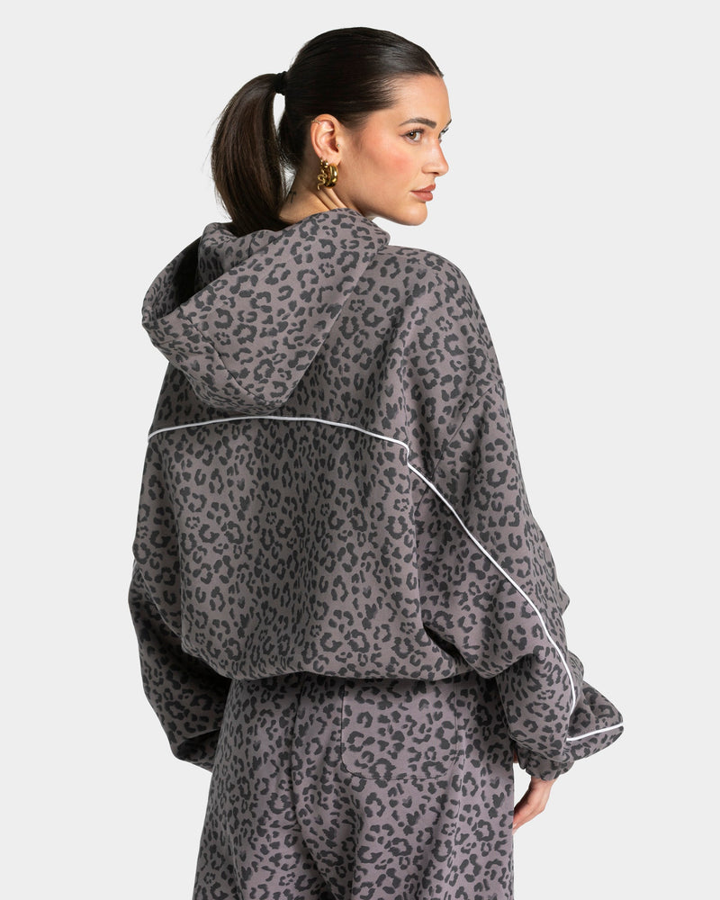Sweat à capuche Contrastline « léopard graphite »