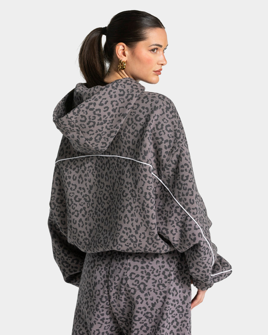 Sweat à capuche Contrastline « léopard graphite »