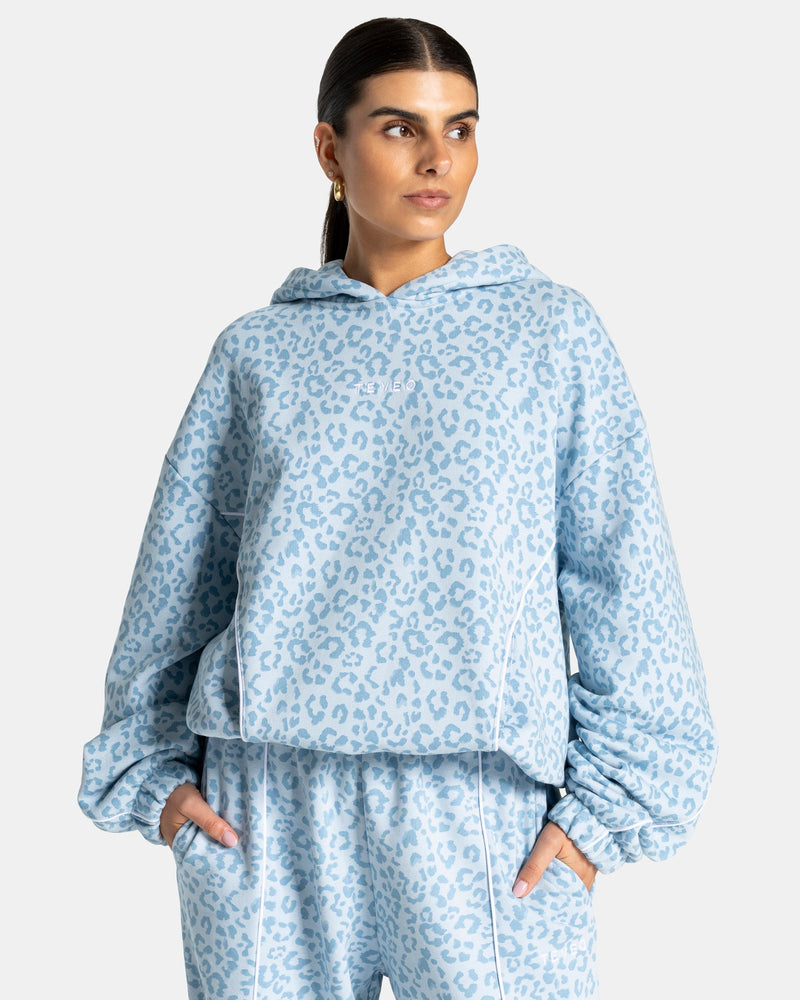 Sweat à capuche Contrastline « Léopard bleu layette »