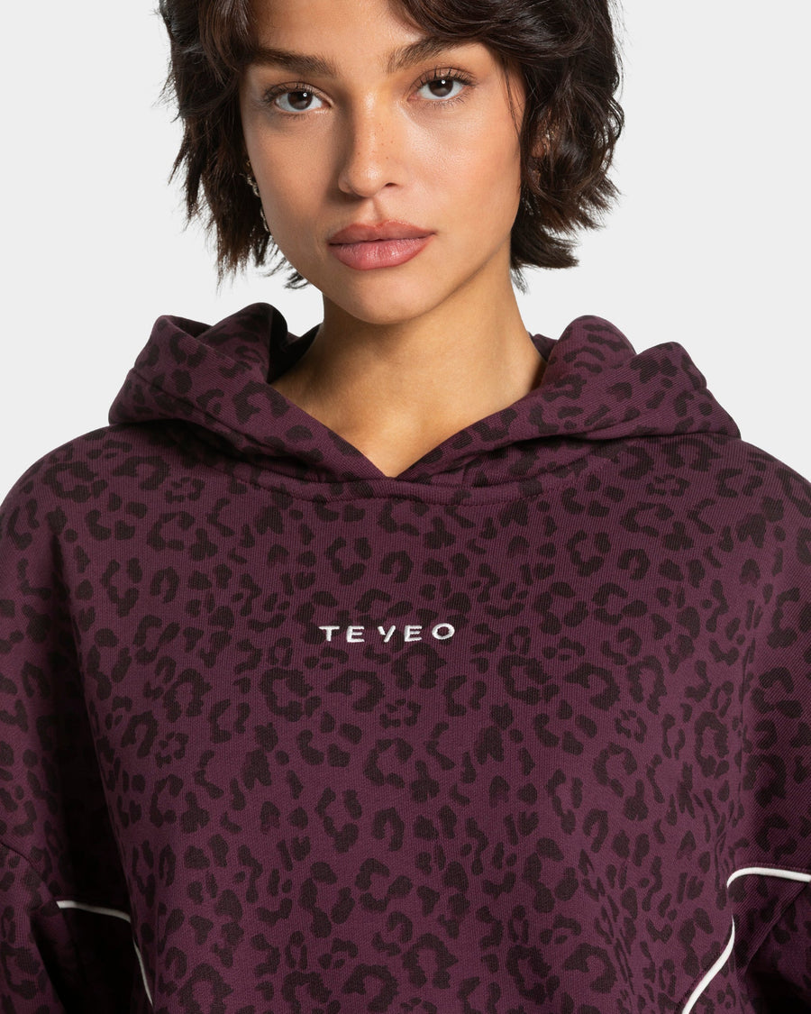 Sweat à capuche Contrastline « léopard Merlot »
