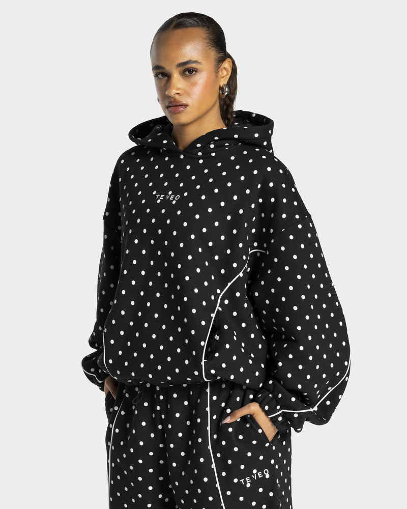 Sweat à capuche Contrastline « noir à pois »