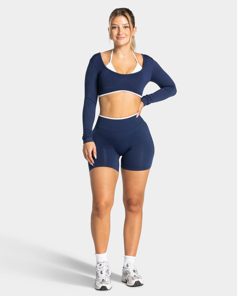 Short Contrastline Sculpt Scrunch « Bleu foncé »