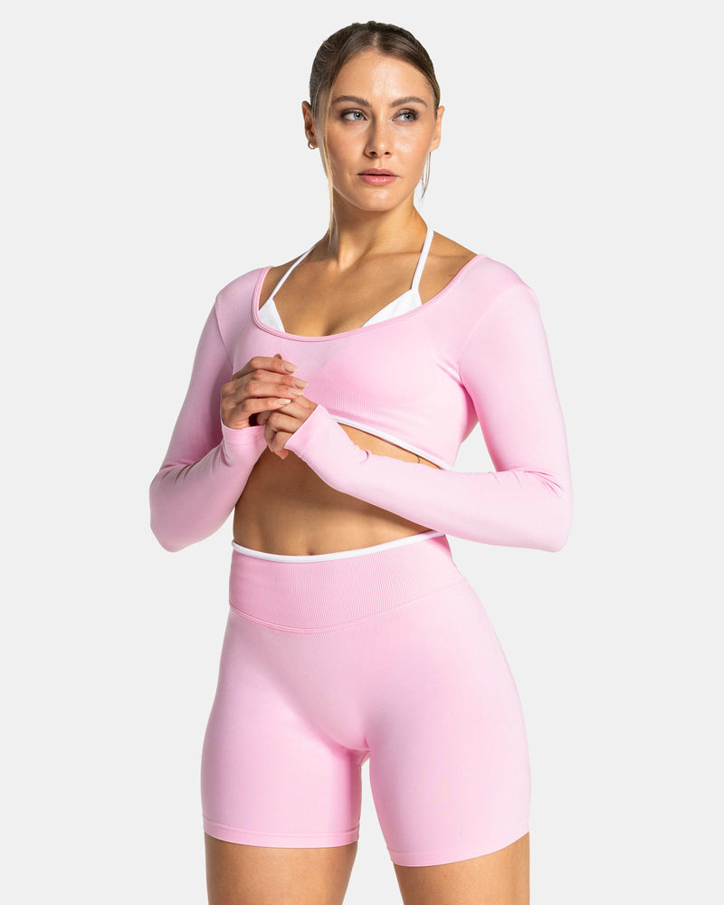 Haut à manches longues Contrastline « True Pink »