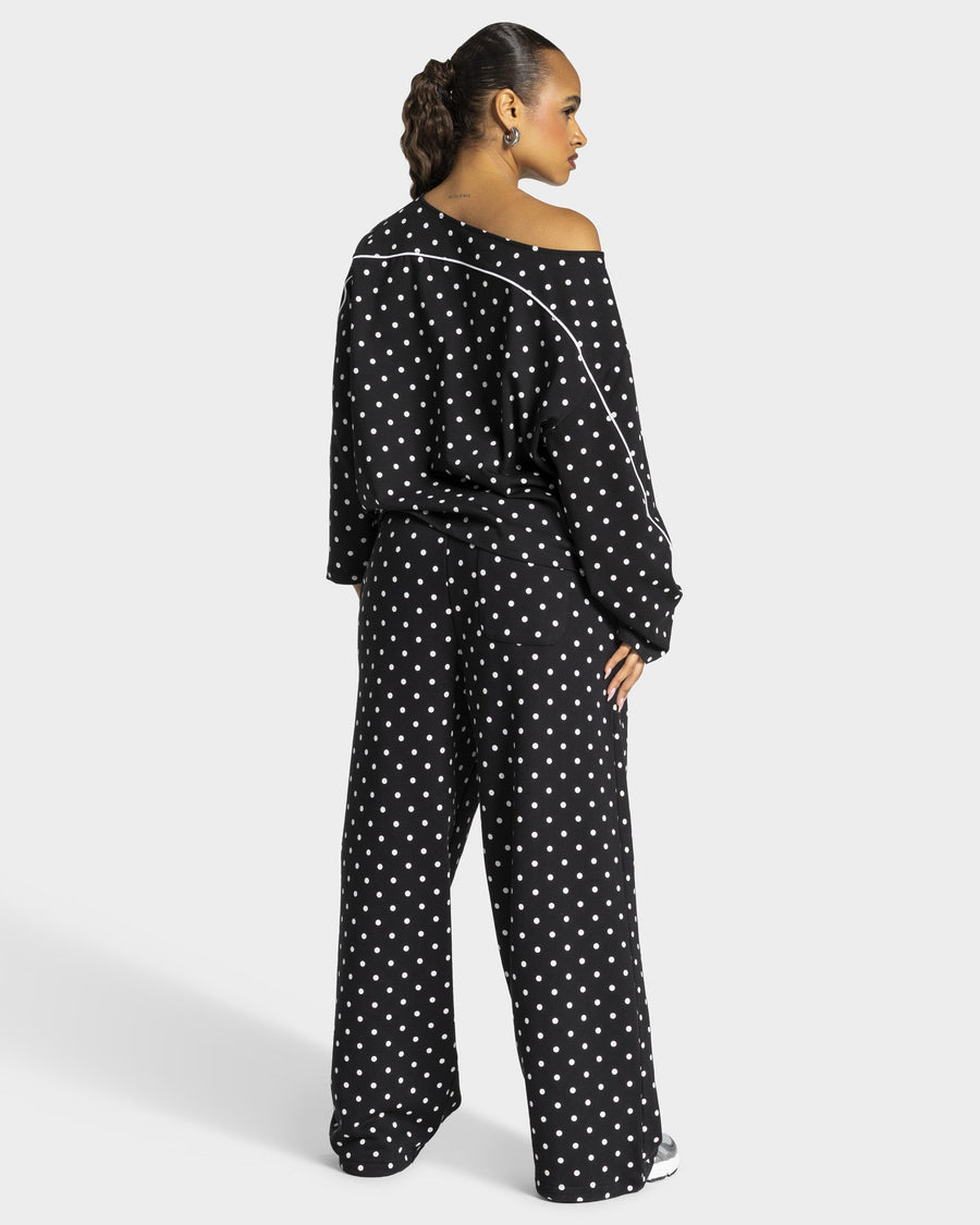 Pantalon de jogging Wide Leg Contrastline « noir à pois »
