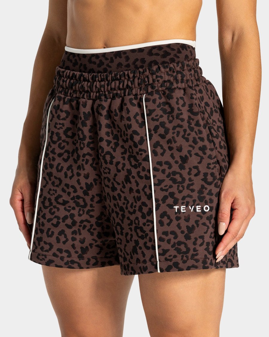 Short oversize Contrastline « Léopard Espresso »