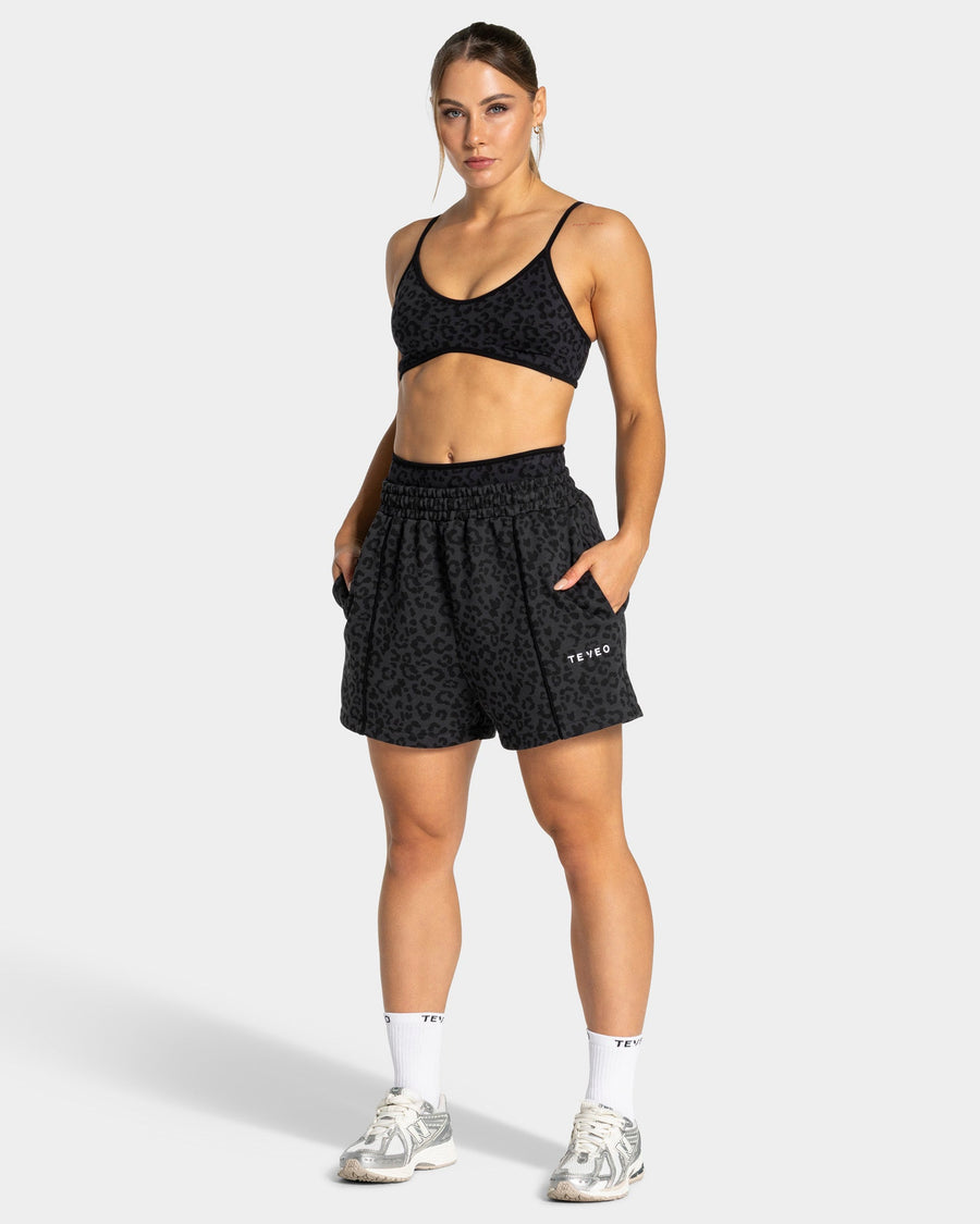 Short oversize Contrastline « Léopard noir »