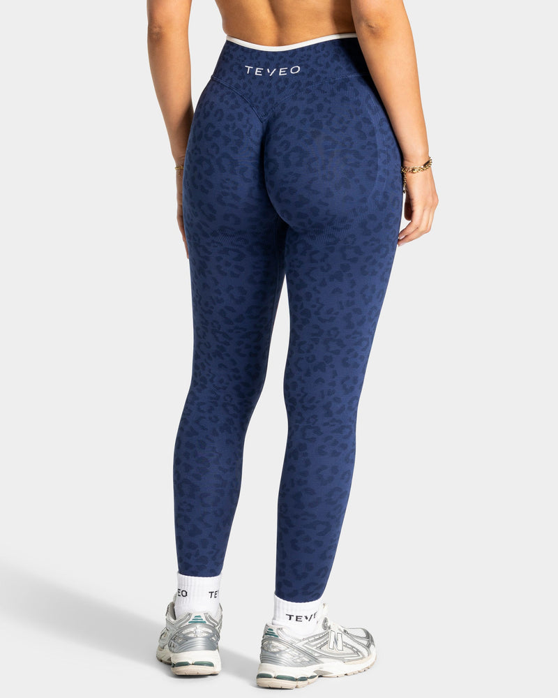 Legging Sculpt Scrunch Contrastline « Léopard bleu foncé »