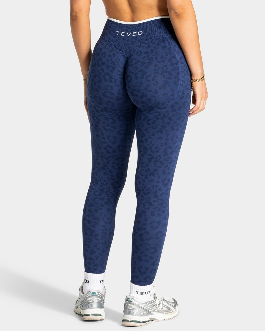 Legging Sculpt Scrunch Contrastline « Léopard bleu foncé »
