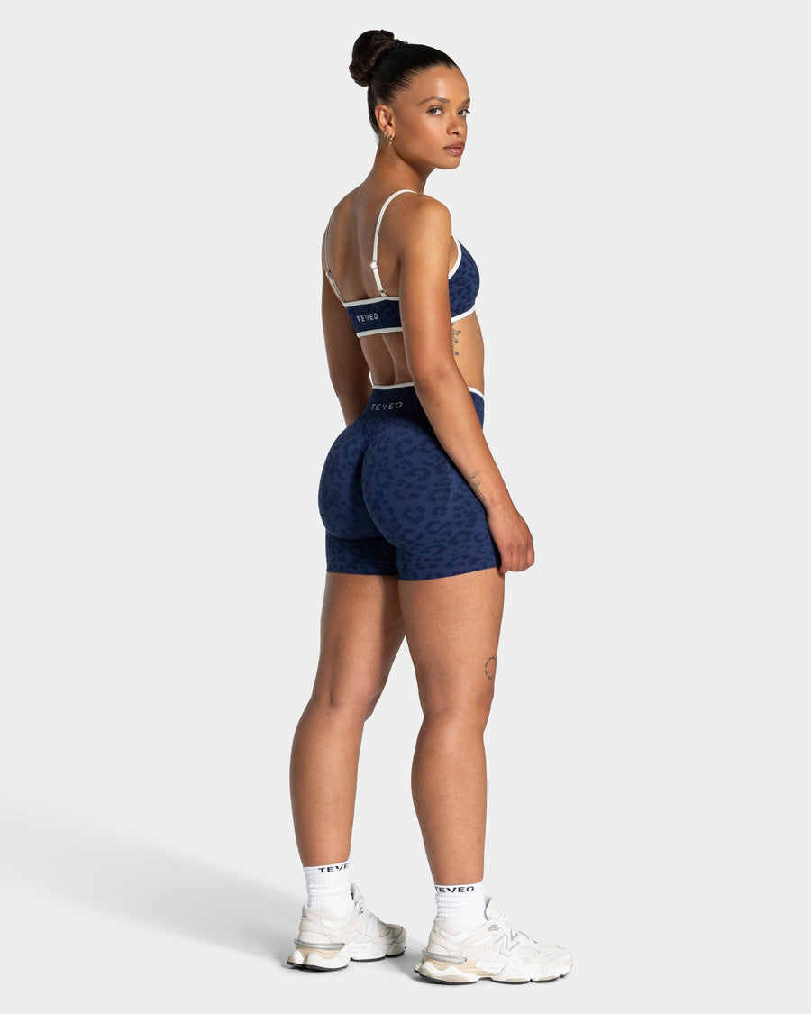 Short Sculpt Scrunch Contrastline « Léopard bleu foncé »