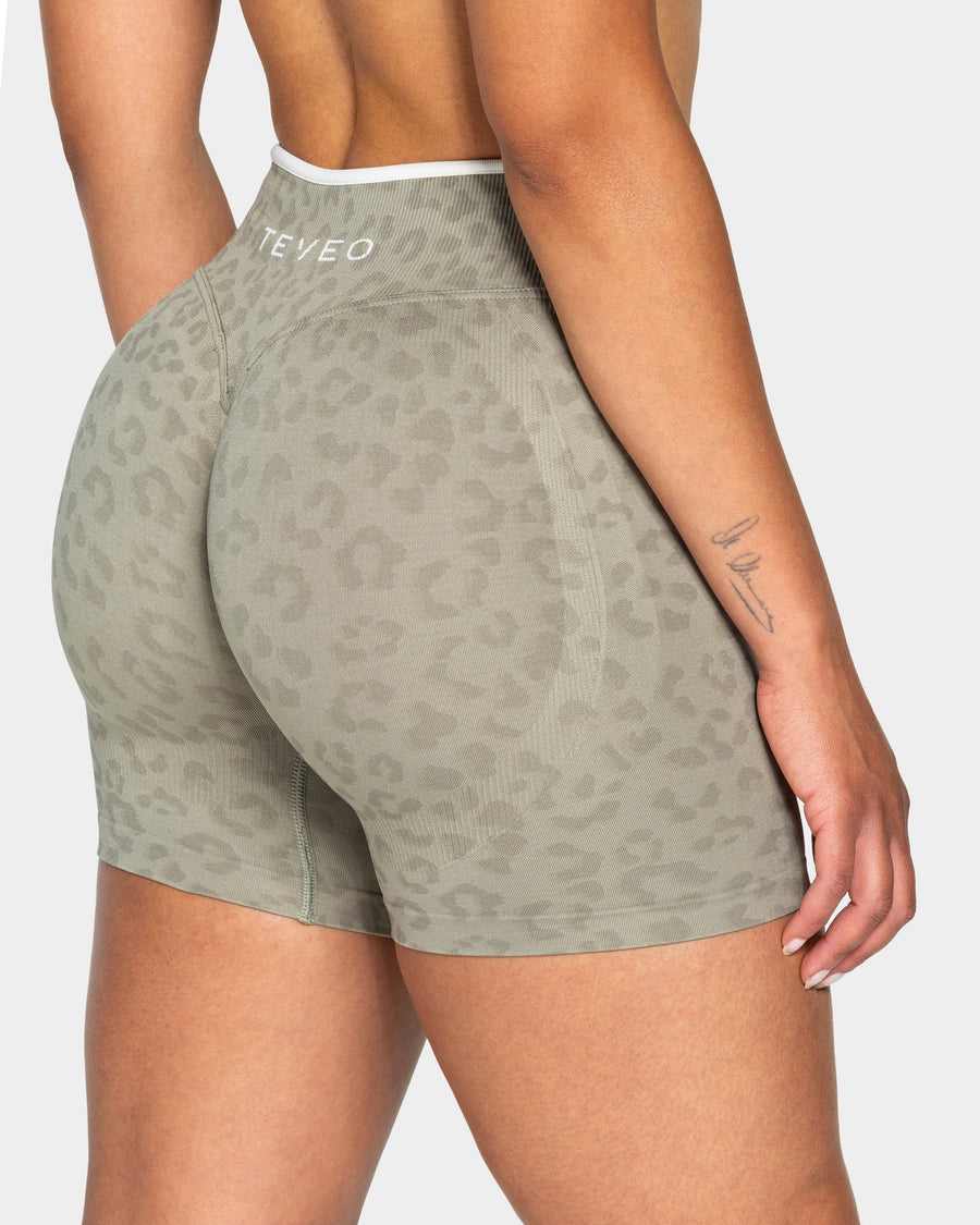 Short Sculpt Scrunch Contrastline « Léopard kaki »
